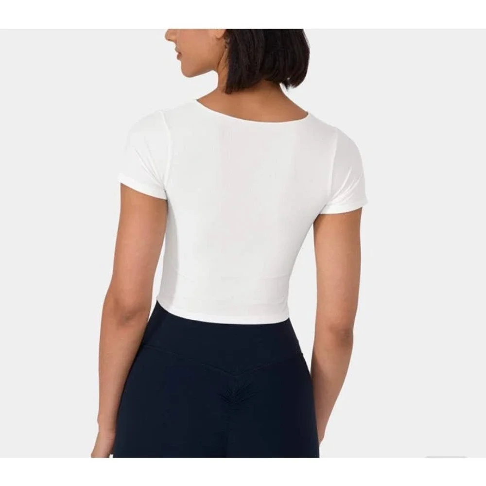 HALARA Short Sleeve Crisscross Cut Out Cropped Yoga Sports‎ Top